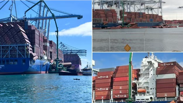 突发事件!60多个集装箱坠海,以星船在美国