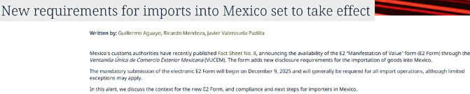 12月起墨西哥海关新规全面落地:涉及所有进